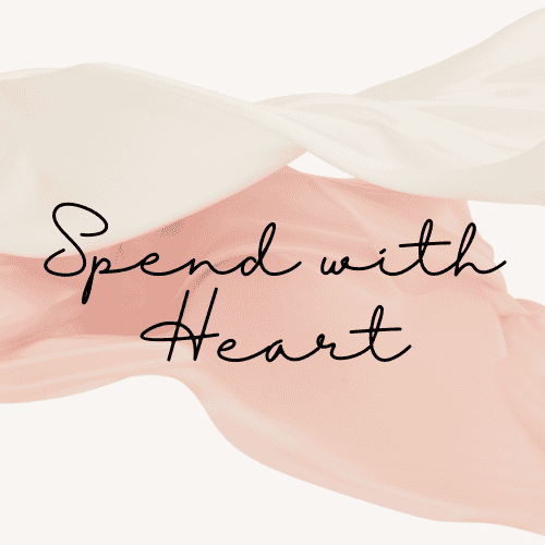 Spend With Heart logo with soft pastel background and elegant script font.