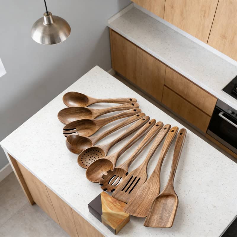 Acacia Wood kitchen utensil set sustainable home product