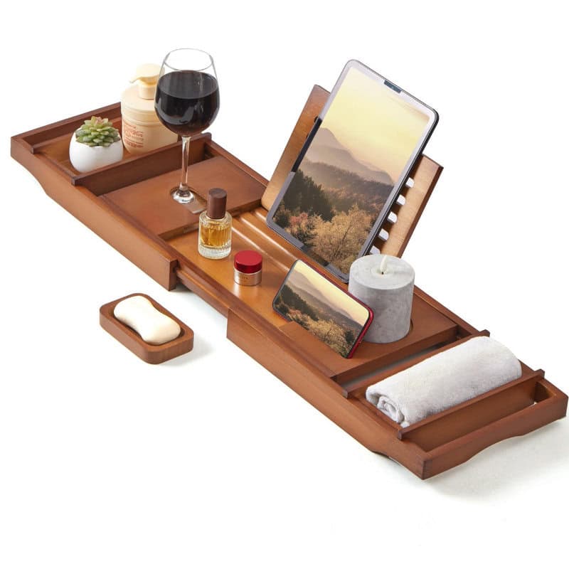 Bamboo bath tray caddy intentional living product